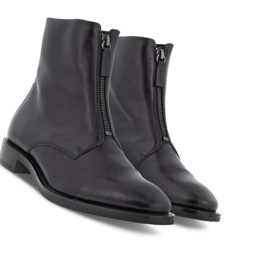 Women's Ecco Sartorelle 25 Tailored Central Zip Ankle Boots Black | USA 25FDN